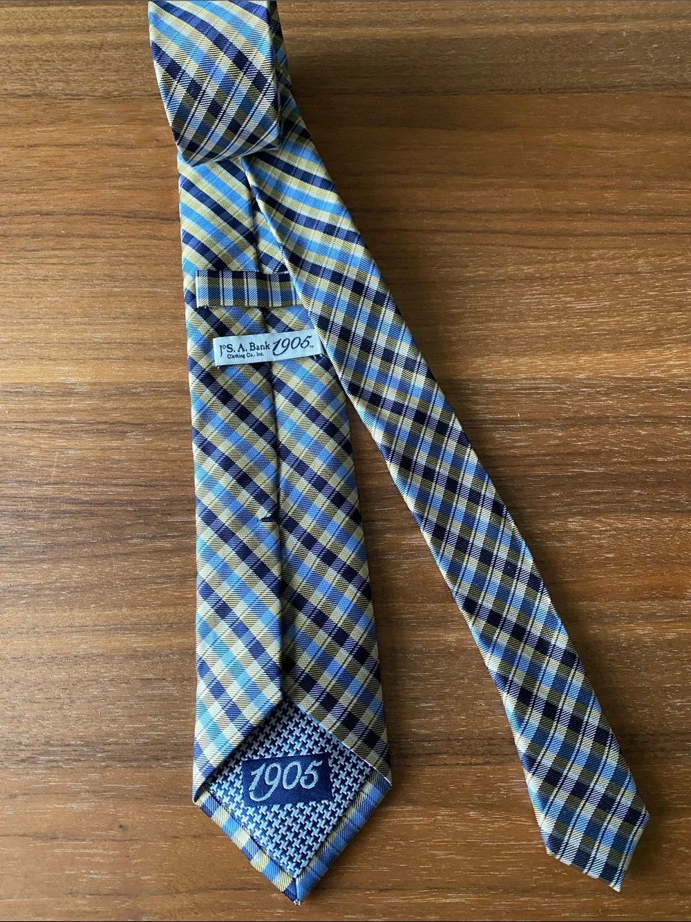 1905 Jos A Banks Classic Blue and Yellow Plaid Men’s Tie